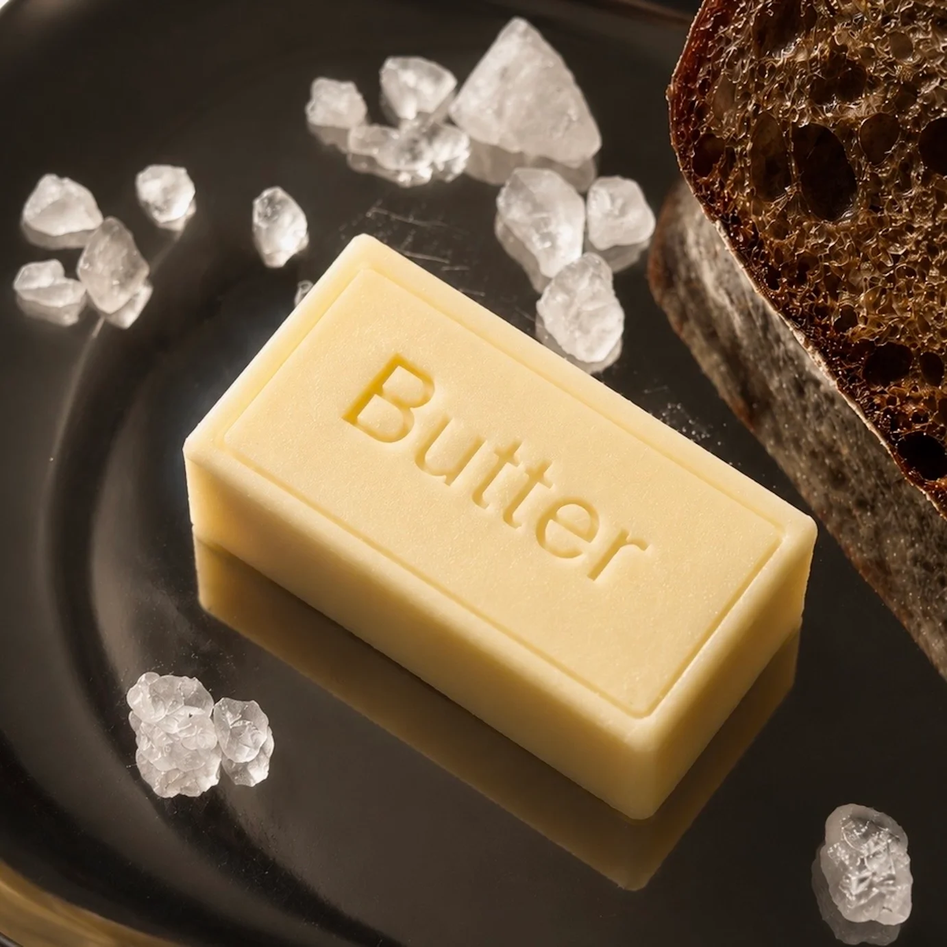 Брусок сливочного масла с логотипом Butter